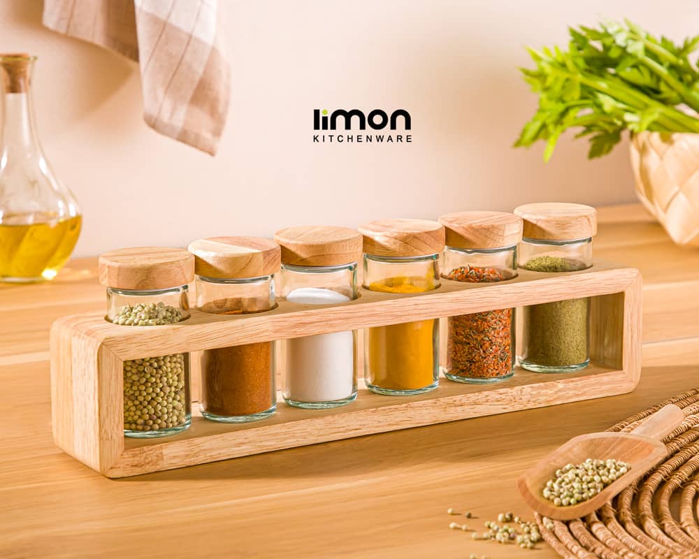 ست ادویه ۶ عددی چوبی لیمون